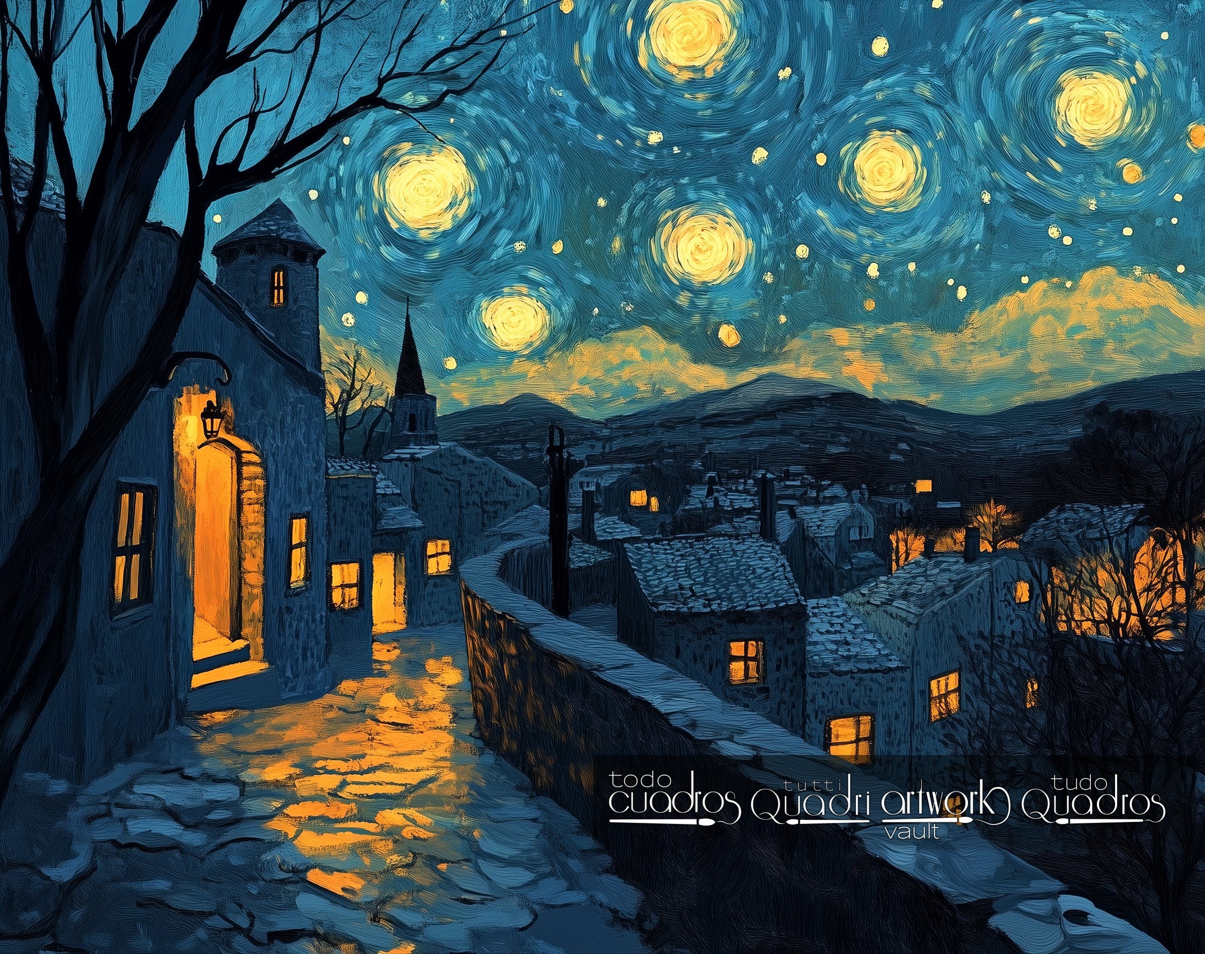 Night stroll, modern Van Gogh style