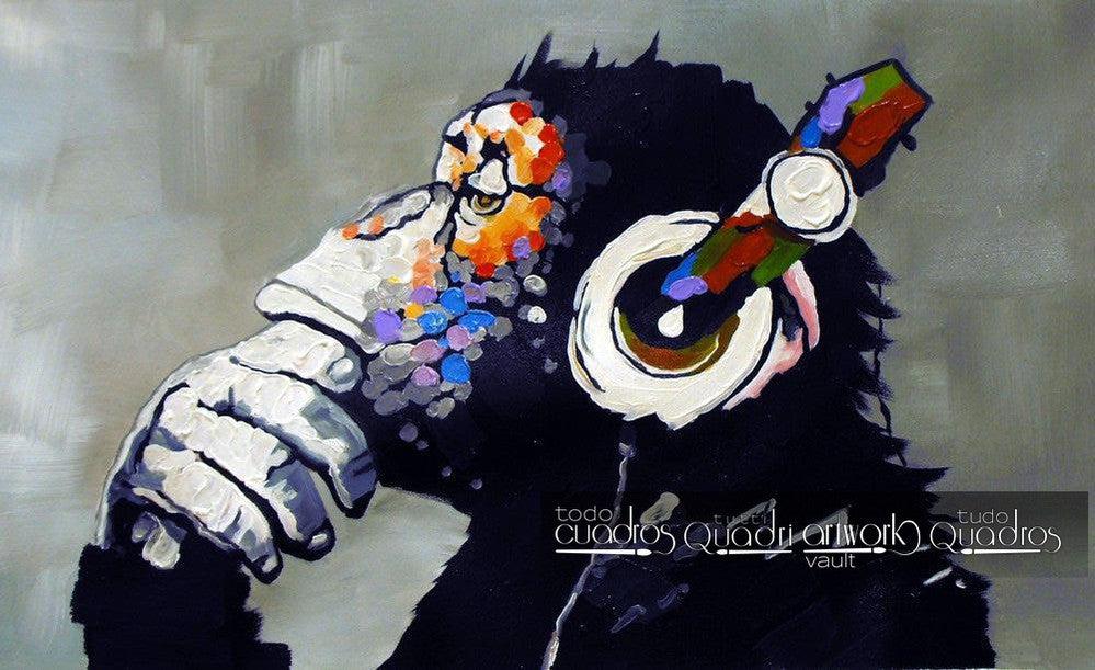 Chimpanzee with music, oil