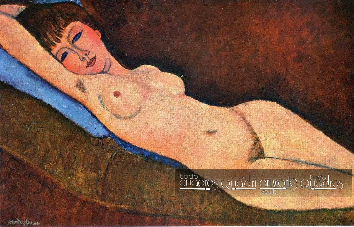 Reclining Nude with Blue Cushion, Modigliani
